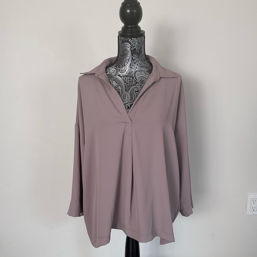 Melloday V-neck Tunic Blouse, 3/4 sleeves